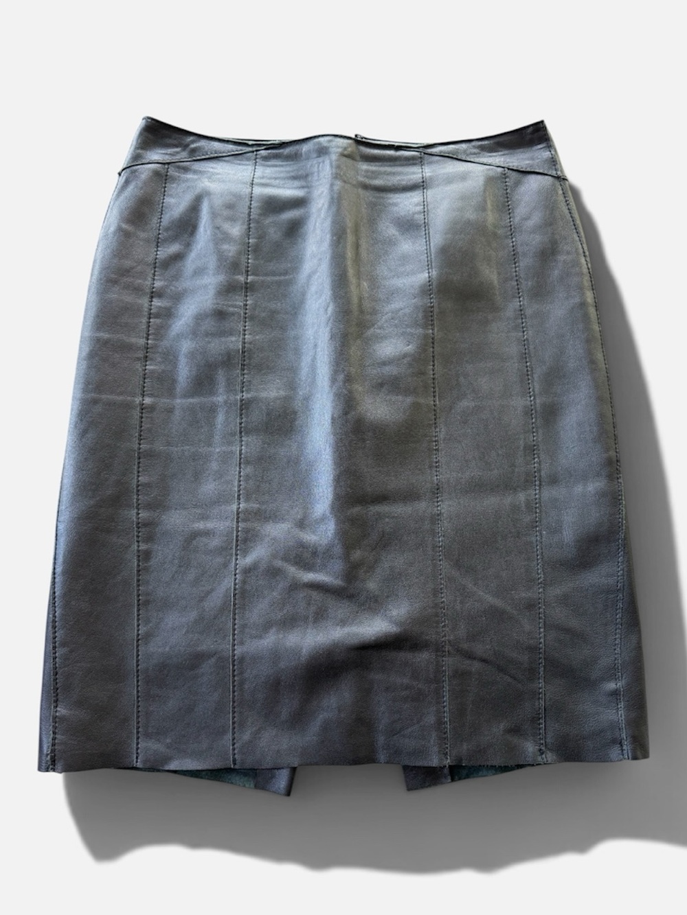 Vintage 90s The Limited Distressed Black Genuine Leather Pencil Skirt Sz 6